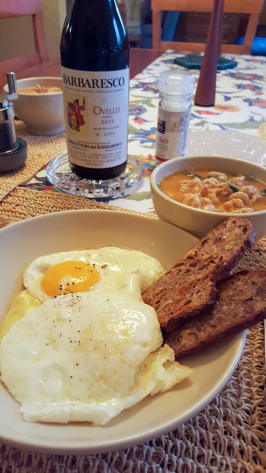 Eggs, Barbaresco for dinner