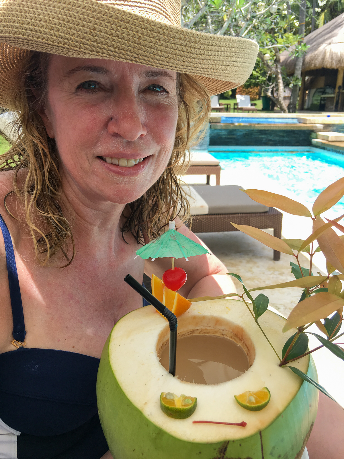 Fresh coconuts poolside